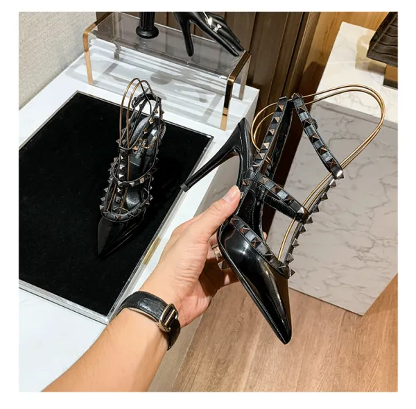 Valentino Rockstud Strappy Stiletto Heels White - 33
