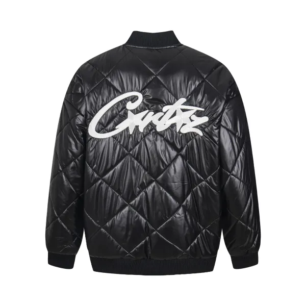 Corteiz Diamond Quilted Bomber Jacket Black Outerwear Jacket - 11