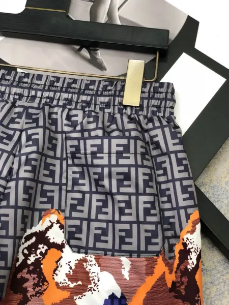 Fendi FF Logo Print Wave Motif Shorts Multicolor - 6