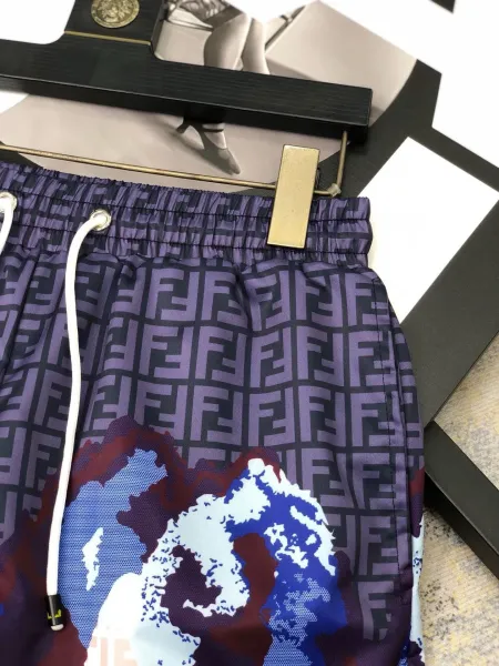 Fendi FF Logo Print Wave Motif Shorts Multicolor - 15