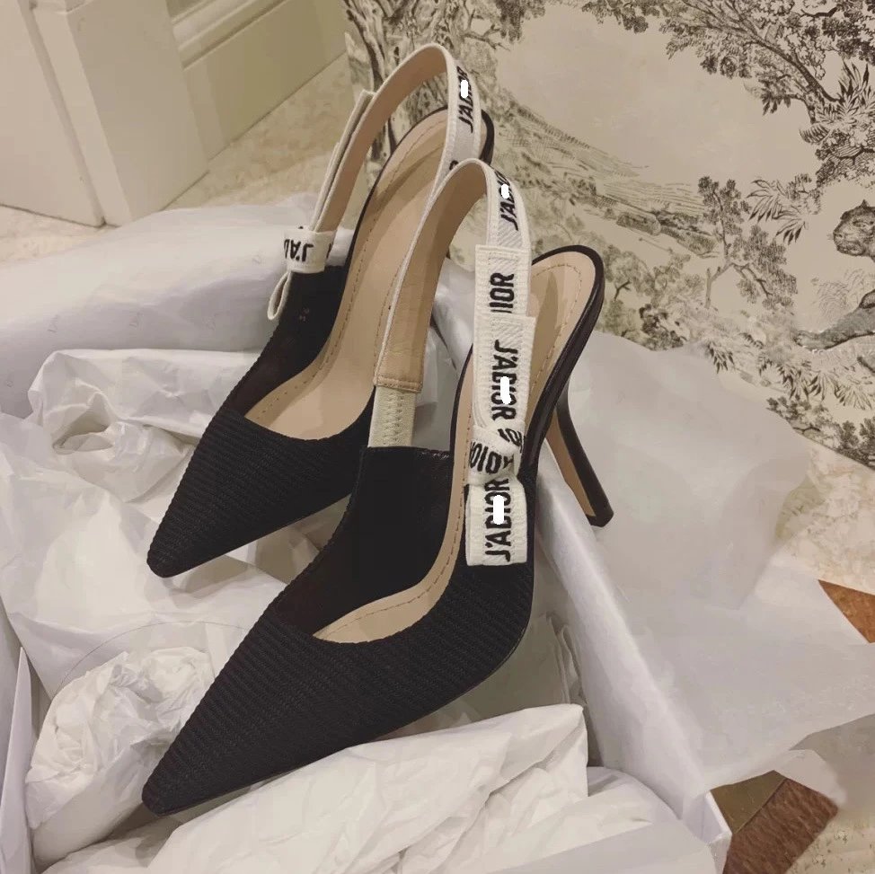 Dior High Heels Pointed-Toe Knit Slingback with Logo Strap image 2