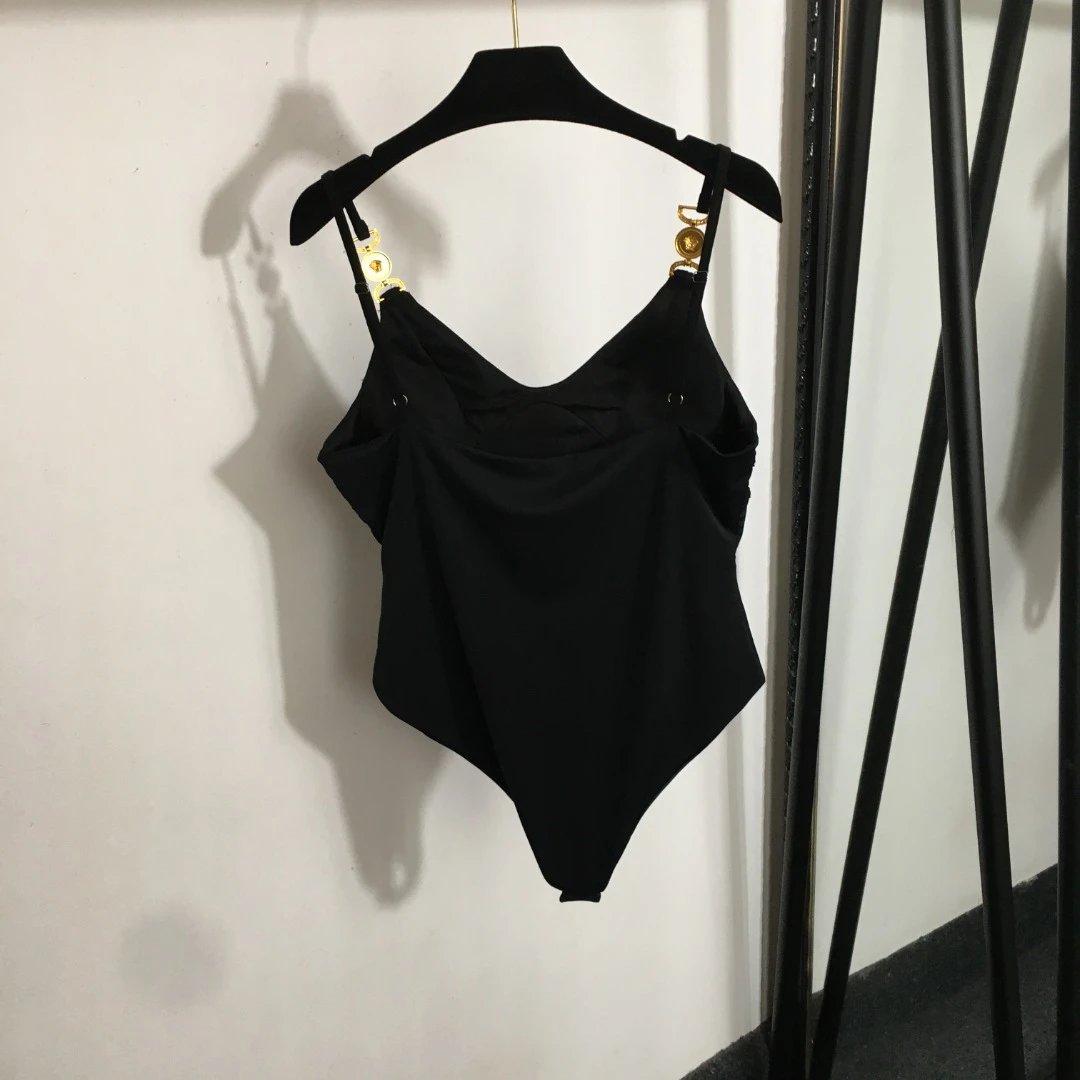 Unbranded Swimwear Corset-Style One-Piece Swimsuit with Gold-Tone Strap Hardware image 4