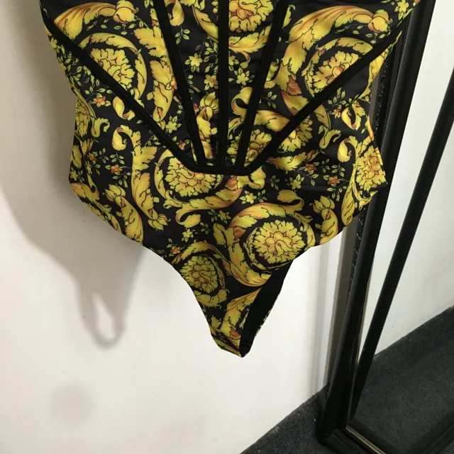 Unbranded Swimwear Corset-Style One-Piece Swimsuit with Gold-Tone Strap Hardware product detail image 5