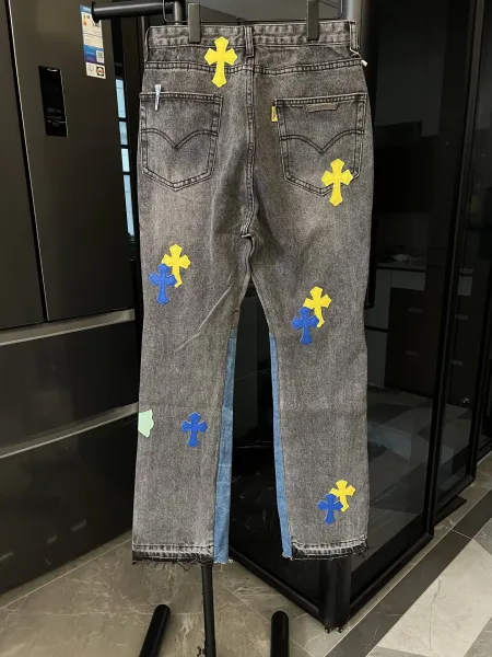 Chrome Hearts Cross Patchwork Distressed Jeans Multicolor - 5
