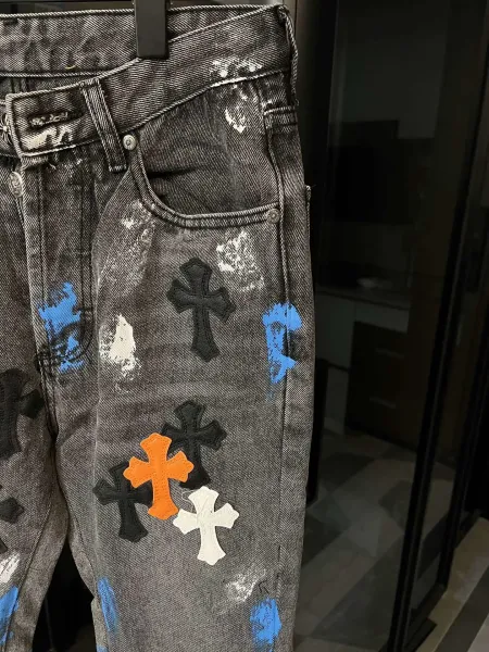 Chrome Hearts Cross Patchwork Distressed Jeans Multicolor - 8