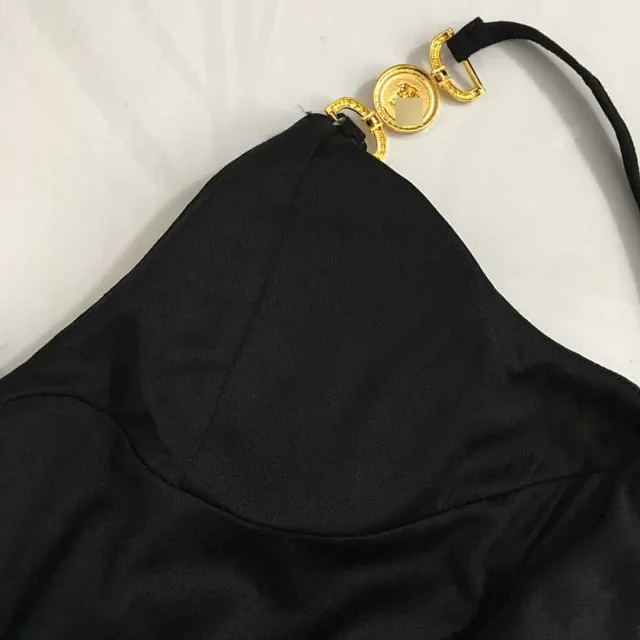 Unbranded Swimwear Corset-Style One-Piece Swimsuit with Gold-Tone Strap Hardware product detail image 8