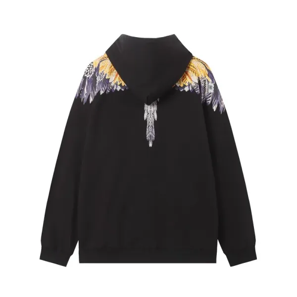 Design Feather Necklace Print Black Hoodie - 30