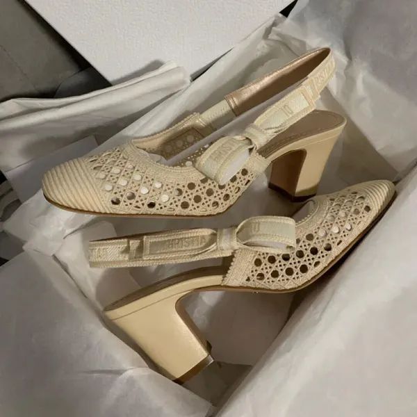 Dior J'Adior Slingback Heels Black Perforated Leather with Oblique Ribbon - 2
