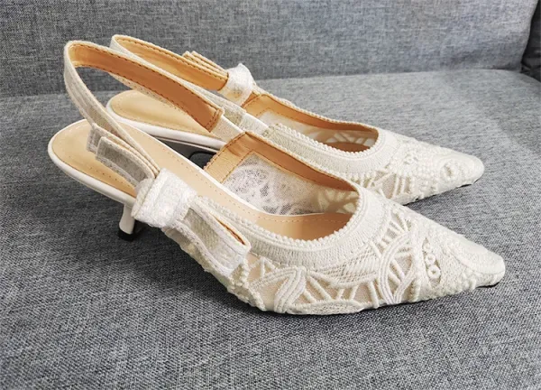 Dior J'Adior Lace Slingback Heels Blush Pink - 5