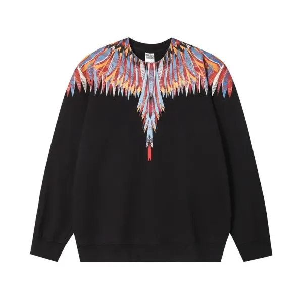 Design Feather Necklace Print Black Hoodie - 41