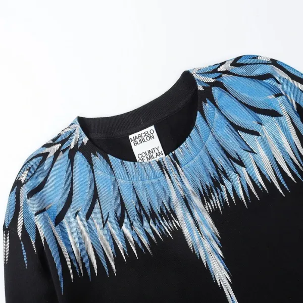 Design Feather Necklace Print Black Hoodie - 85