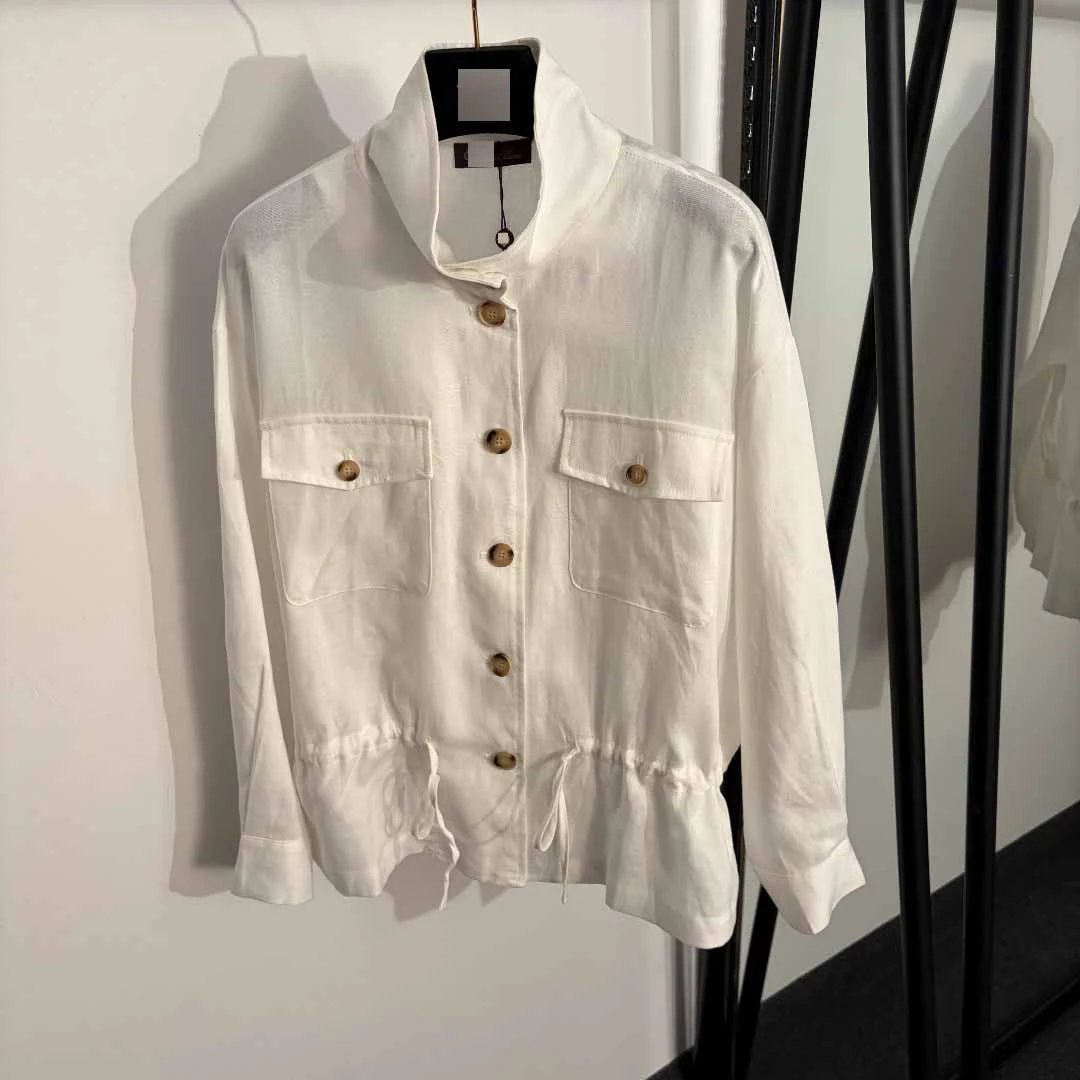 Design Linen Utility Shirt and Wide-Leg Pants Set Beige - 5