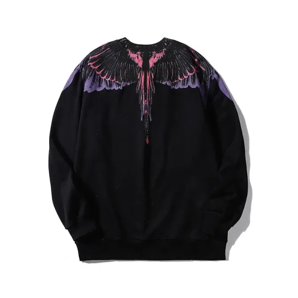 Design Feather Necklace Print Black Hoodie - 77