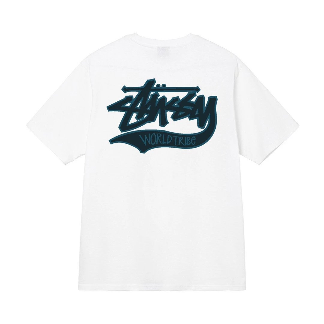 Stüssy T-Shirts Short-Sleeve Graphic Print T-Shirt — White [Purple]]