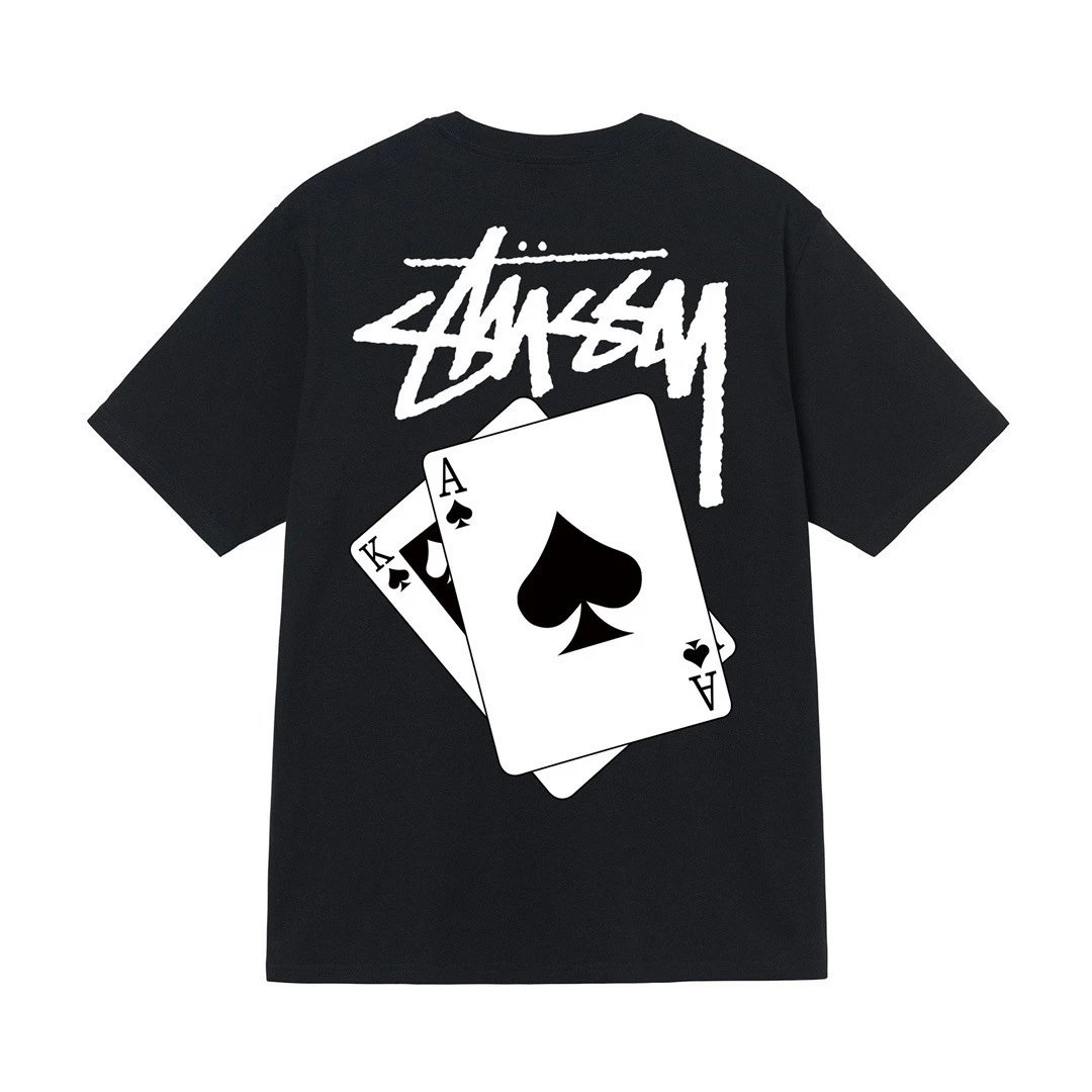 Stüssy T-Shirts Short-Sleeve Graphic Print T-Shirt — Black [New Poker]