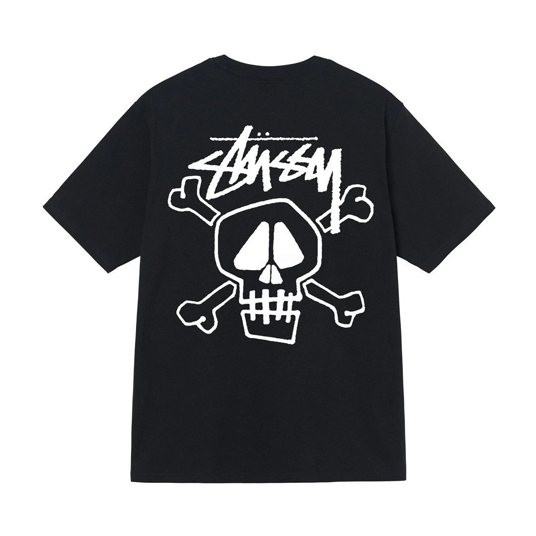 Stüssy T-Shirts Short-Sleeve Graphic Print T-Shirt — Black [One Piece]