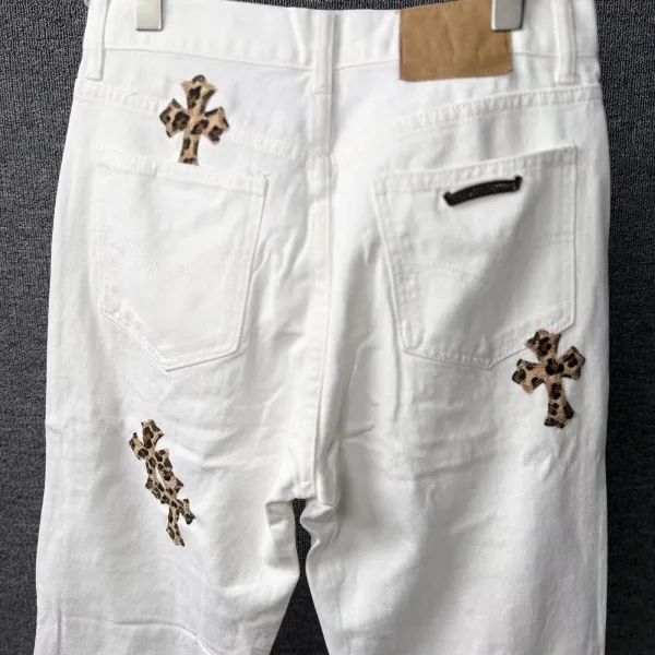 Chrome Hearts Cross-Embroidered White Straight-Leg Jeans - 34