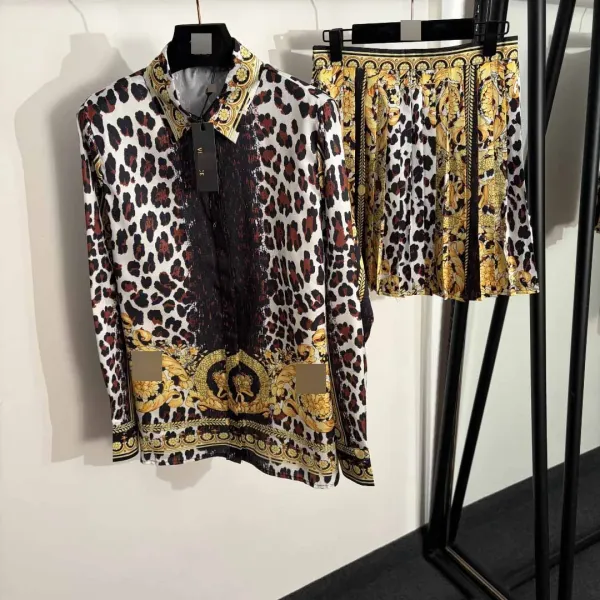 Versace Baroque Print Silk Shirt White Gold - 4