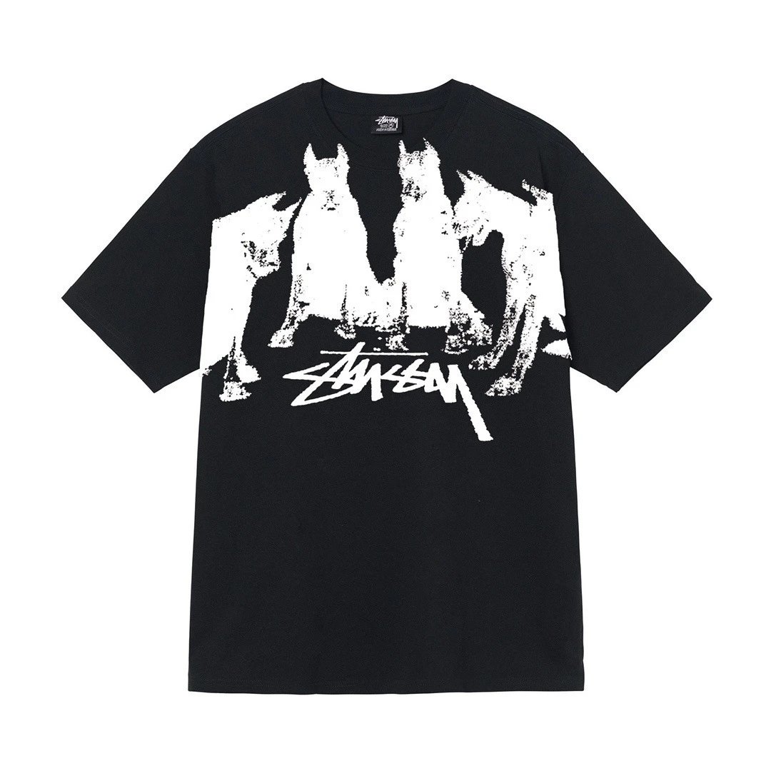 Stüssy T-Shirts Short-Sleeve Graphic Print T-Shirt — Black [Four Dogs]