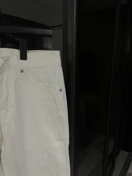 Chrome Hearts White Cross-Embroidered Straight-Leg Jeans - 8