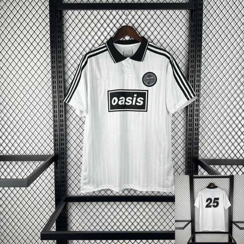 Oasis Football Jerseys Live '25 jersey with striped sleeves and polo collar image 2