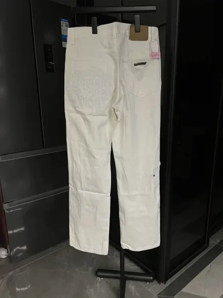Chrome Hearts White Cross-Embroidered Straight-Leg Jeans - 5