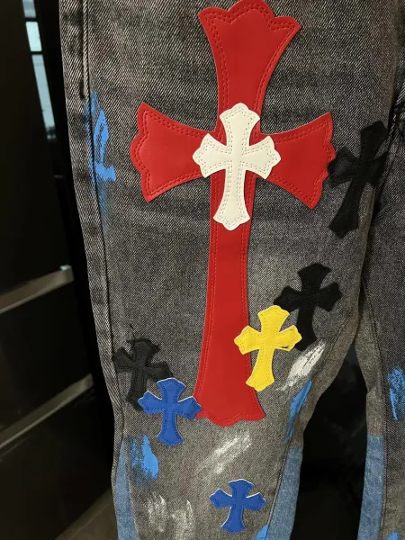 Chrome Hearts Cross Patchwork Distressed Jeans Multicolor - 10