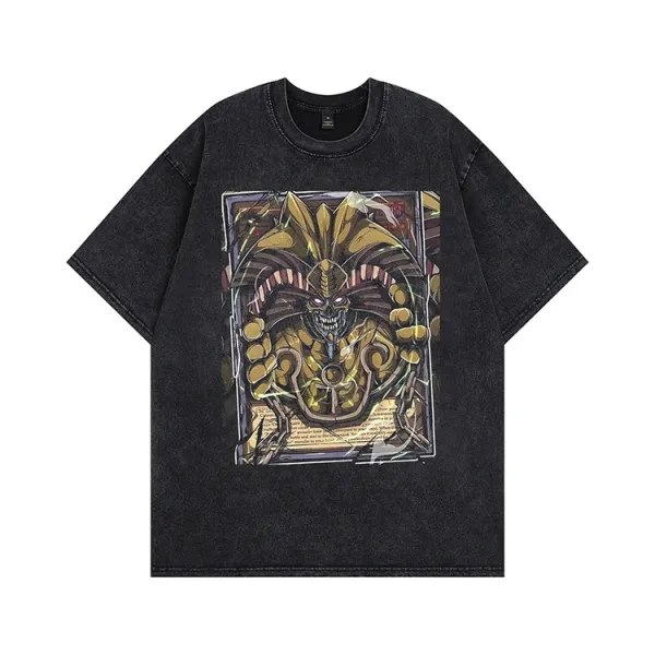 Design Graphic Print Acid Wash Black T-Shirt - 3
