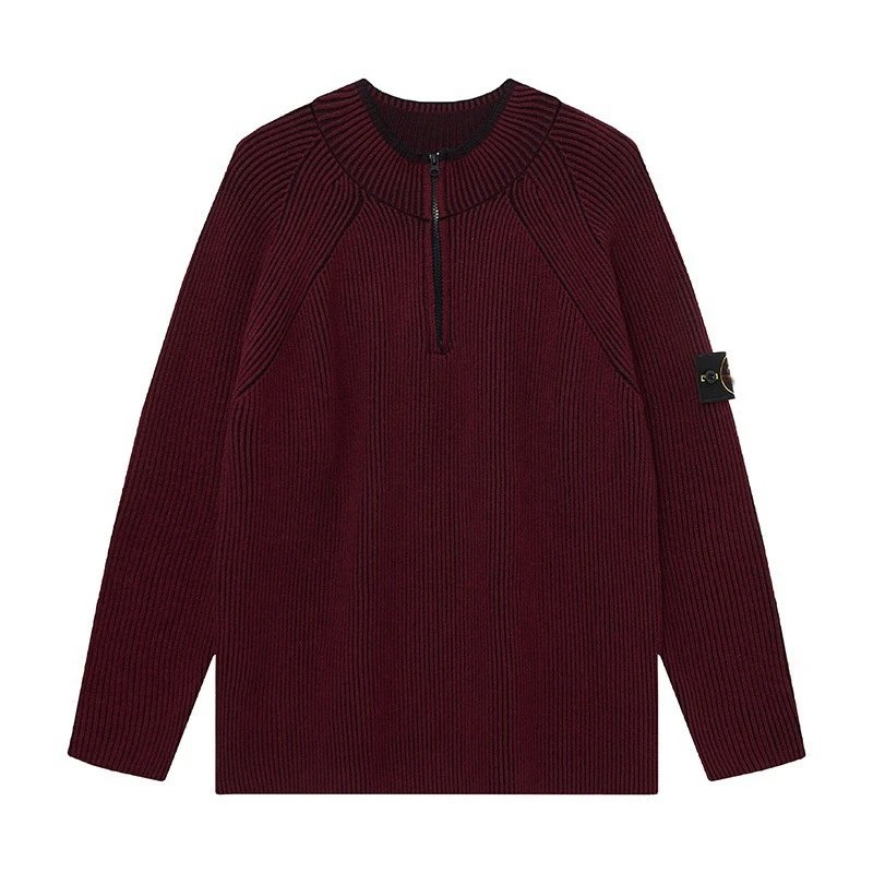Stone Island Knitwear Ribbed half-zip crewneck sweater with compass sleeve patch image 4