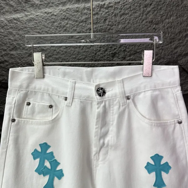 Chrome Hearts Cross-Embroidered White Straight-Leg Jeans - 6