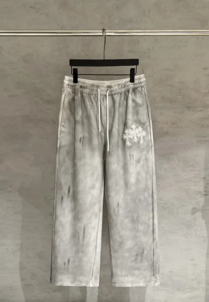 Chrome Hearts Triple Cross Embroidered Acid Wash Sweatpants Gray - 4