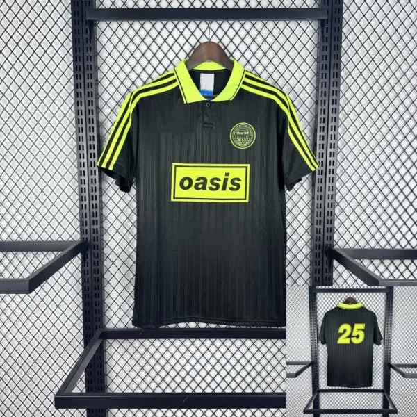Design Oasis x Football Club Inspired Polo Black / White Stripe Jersey Tops Polo - 9