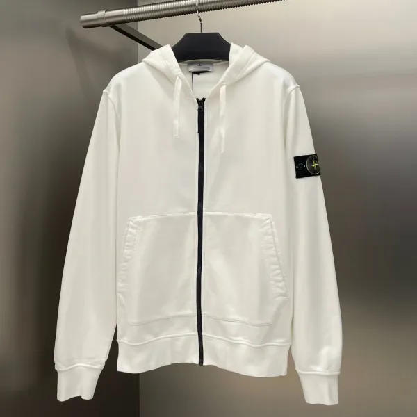 Stone Island Zip-Up Hoodie Light Pink - 8