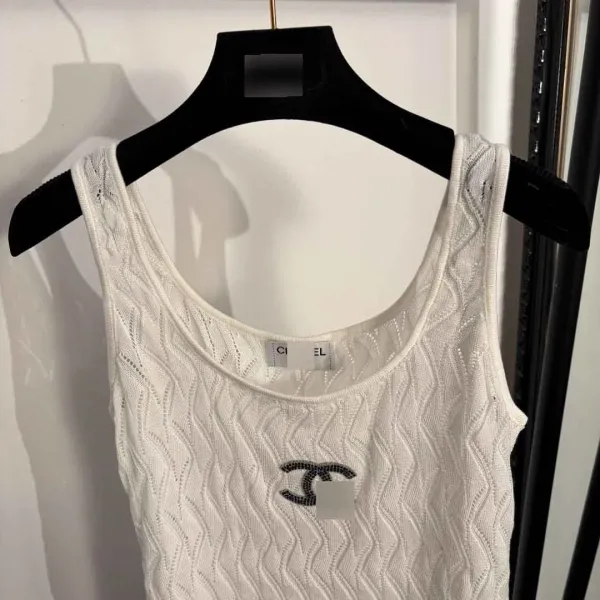 Chanel Knit Logo Vest Top White - 5