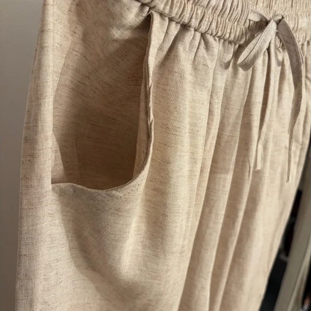 Unbranded Matching Sets Linen-look sleeveless vest and drawstring wide-leg trousers with floral bead embellishments product detail image 9