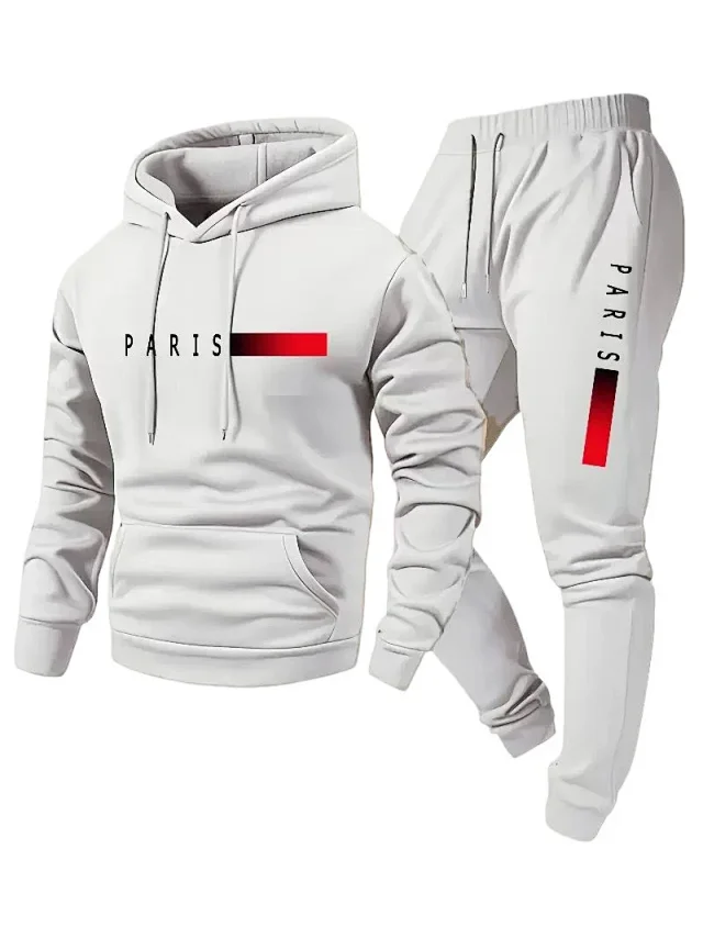 Unbranded Matching Sets Hooded Paris Graphic Sweatshirt and Jogger Set product detail image 11