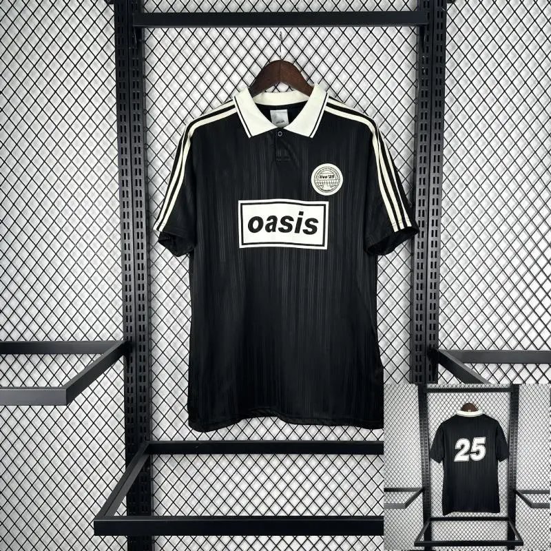 Oasis Football Jerseys Live '25 jersey with striped sleeves and polo collar image 3