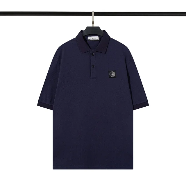 Stone Island T-Shirts Short-Sleeve Polo Shirt with Compass Badge and Striped Trim product detail image 5