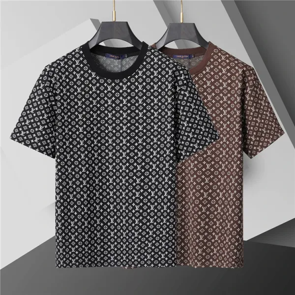 Louis Vuitton Damier Check LV Logo Brown Beige T-Shirt - 3