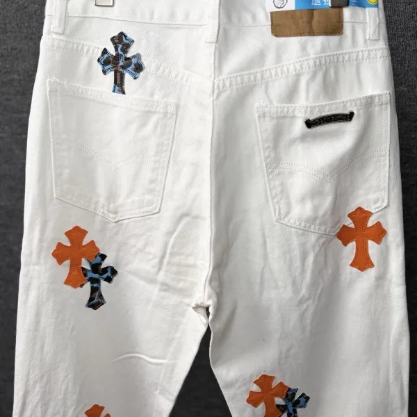 Chrome Hearts Cross-Embroidered White Straight-Leg Jeans - 19
