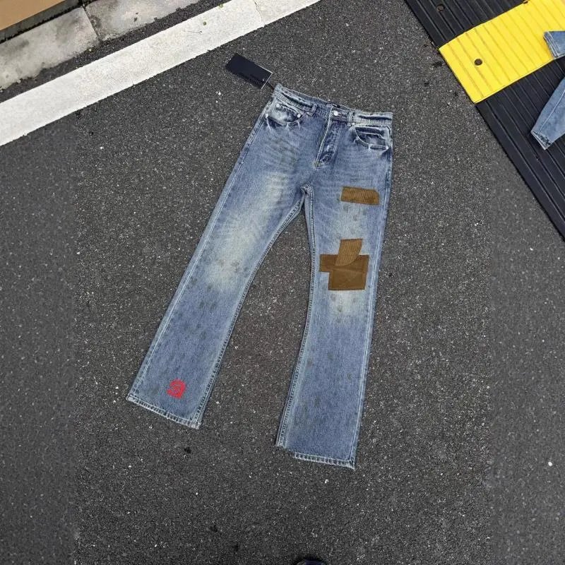 Enfants Riches Déprimés Jeans Washed patchwork flared with embroidered motif image 2