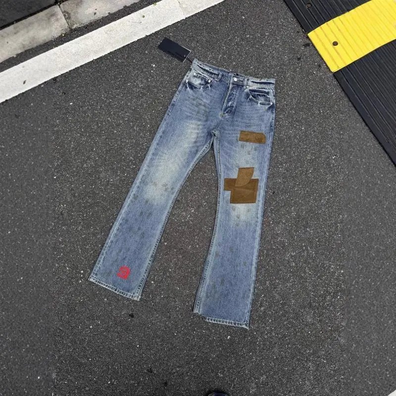 Enfants Riches Déprimés Jeans Washed patchwork flared with embroidered motif image 5