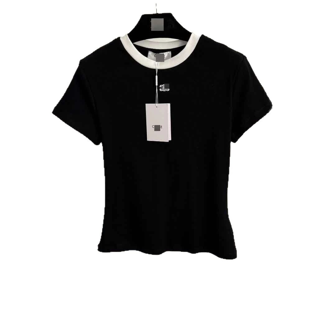 Celine T-Shirts Embroidered Logo Ringer Crew Neck Short-Sleeve T-Shirt image 5