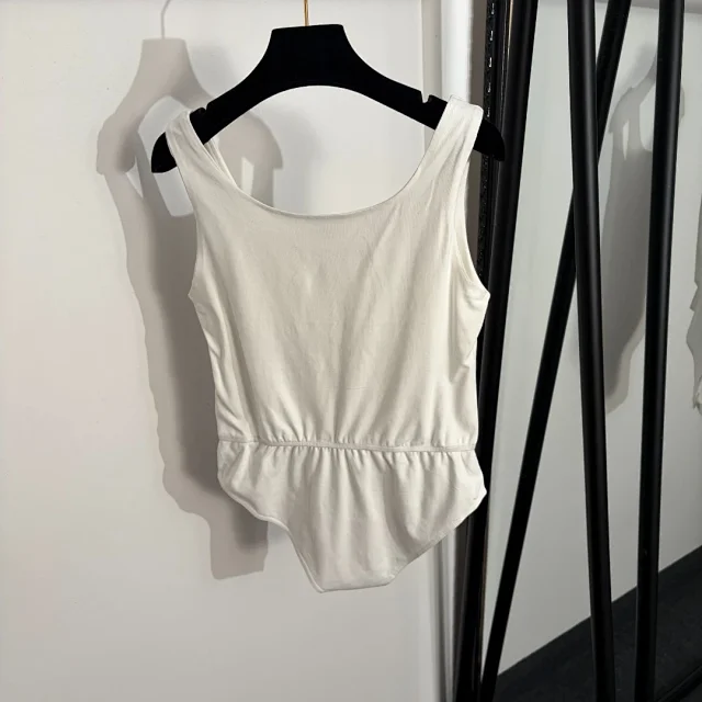 Alaïa Underwear Logo-print scoop-neck bodysuit product detail image 3