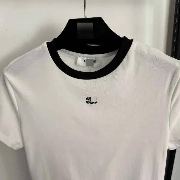 Design Ringer Neck White T-Shirt Tops.t Shirts - 5