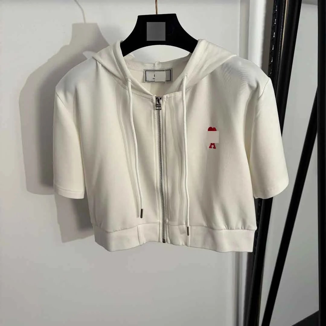Unbranded Tracksuits Short-Sleeve Hooded Zip Jacket and Wide-Leg Trousers Set with Red Heart Embroidery image 4