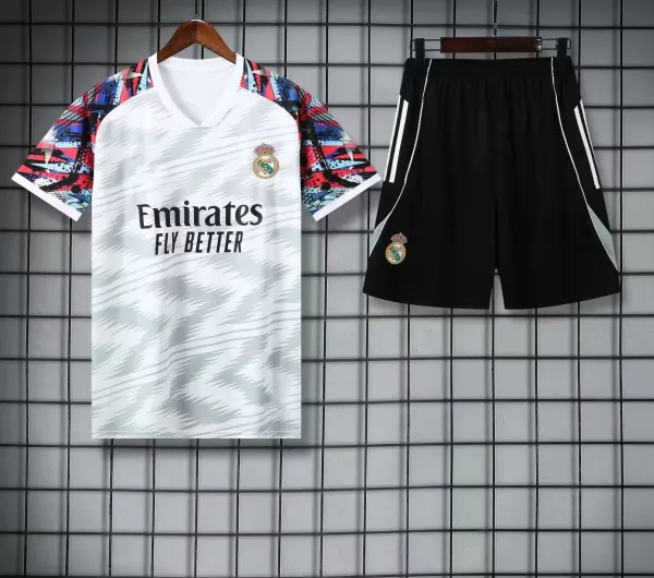 Real Madrid Third Kit 2023-24 White Multicolor Jersey and Black Shorts Set - 6