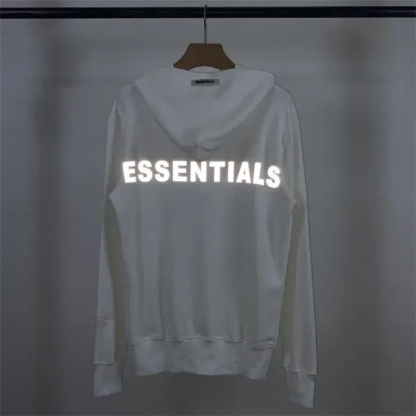 Fear of God Essentials Reflective Logo White Hoodie - 19