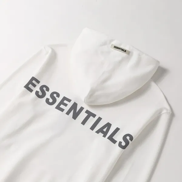 Fear of God Essentials Reflective Logo White Hoodie - 27