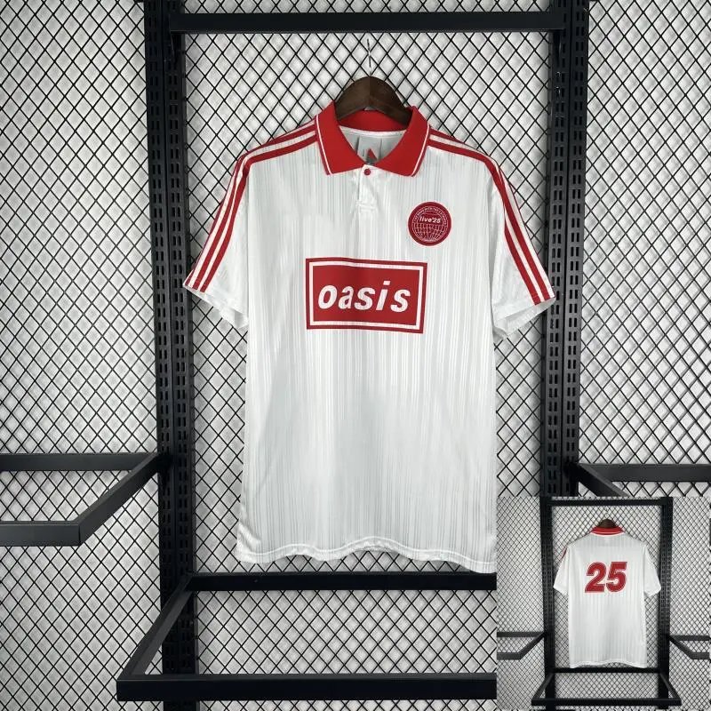 Design Oasis x Football Club Inspired Polo Black / White Stripe Jersey Tops Polo - 7